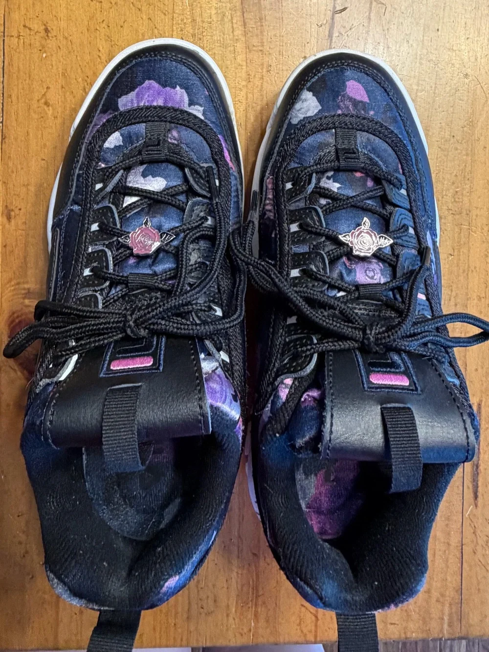 Fila Disruptor Floral Accent Women's Sneakers - Black/Purple Sz 8